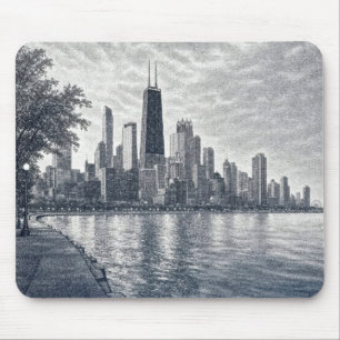 Pointillisme Chicago Skyline Muismat