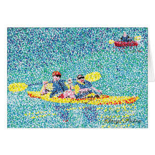 Pointillisme kajak scene schilderij, Kaarten