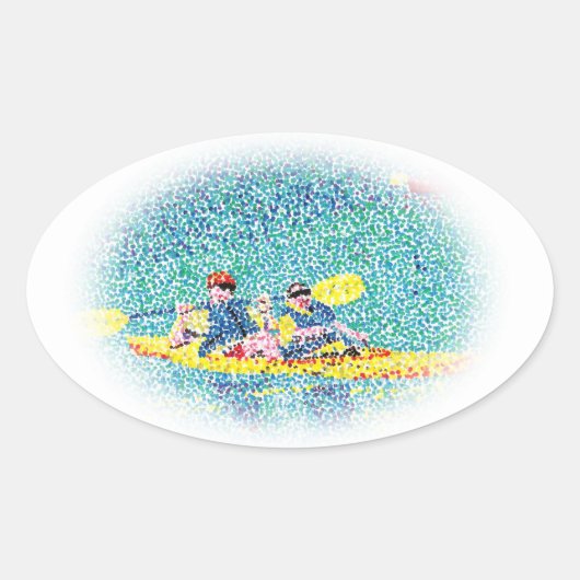 Pointillisme Kayak peinture de scène, autocollants (Devant)