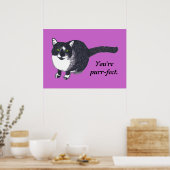 Pointillisme Tuxedo Chat Votre message Affiches (Cuisine)