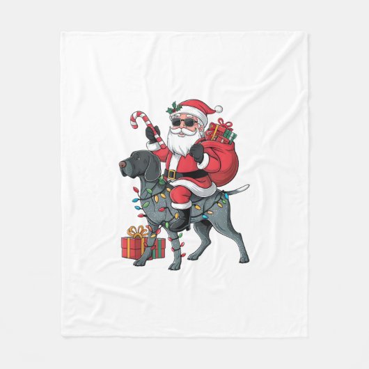 Pointing Hondenliefhebber Funny Santa Riding Point Fleece Deken (Voorkant)