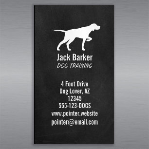 Pointing Pointer Dog Silhouette Chalkboard Style B Magnetisch Visitekaartje