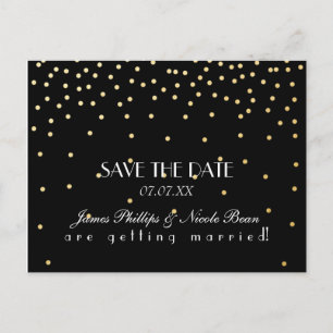 Points Black & Gold Foil Enregistrer La Carte Post