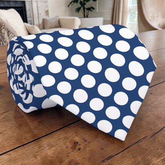 Points blancs sur cravate personnalisée bleue