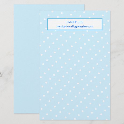 Points Blancs Sur Papeterie Bleue Personnalisée (Devant / Derrière)