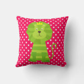 Points blancs sur rose profond avec Coussin Lion v (Verso)