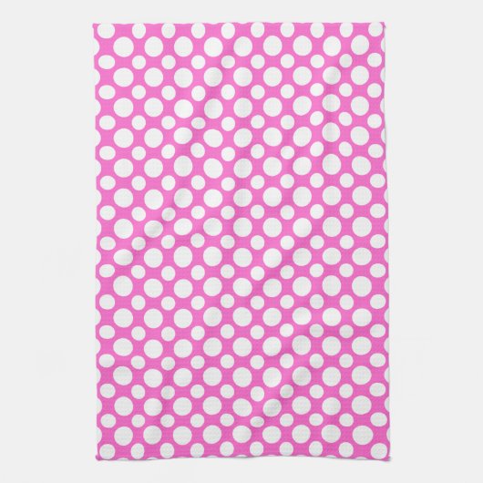 Points blancs sur serviette de cuisine rose (Vertical)