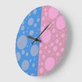 Points Bleu rose Arrondi (Grande horloge murale) (Angle)