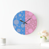 Points Bleu rose Arrondi (Grande horloge murale) (Maison)