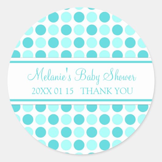 Points bleus Baby shower Favoriser les autocollant (Devant)