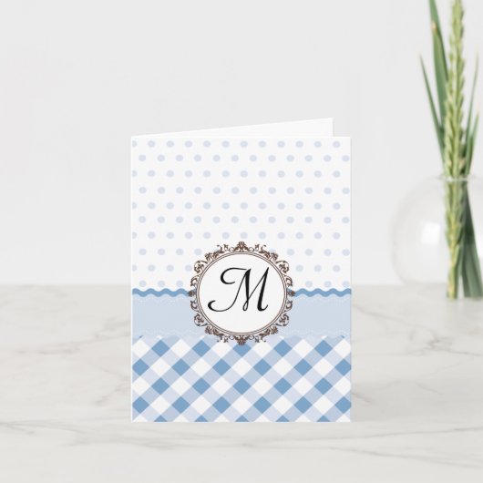 Points bleus, carreaux et rayures avec monogramme (Devant)