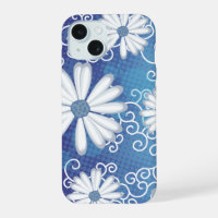 Points Bleus de la Marine Blanche Fleurs marguerit