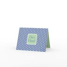 Points bleus et blancs avec monogramme vert