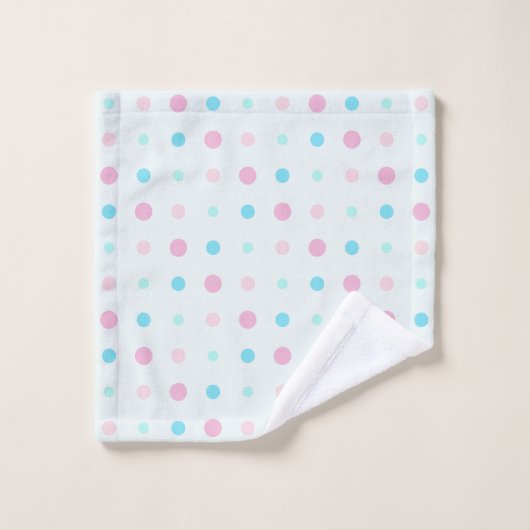 Points bleus et pêche  (Gant de toilette)