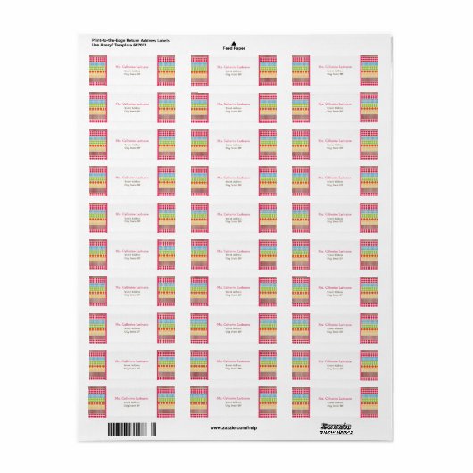 Points Boho et Sticker Étiquette de adresse rose (Feuille entière)