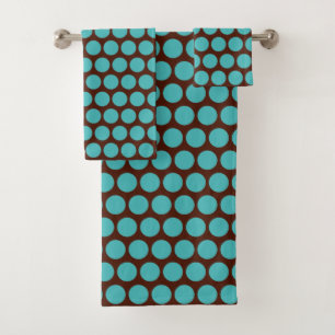 Points Brown Retro Turquoise Serviettes de bain Se