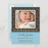 Points Chocolat Faire-part de naissance bébé (bleu (Devant / Derrière)