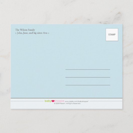 Points Chocolat Faire-part de naissance bébé (bleu (Dos)