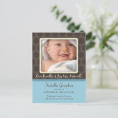 Points Chocolat Faire-part de naissance bébé (bleu (Debout devant)