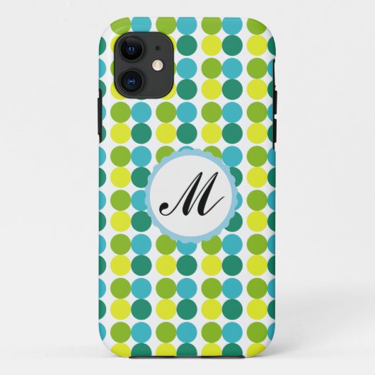Points colorés Personnalisé Monogramme coque iphon (Dos)