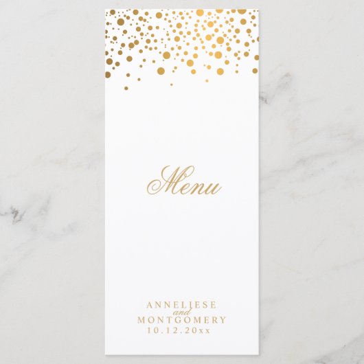 Points Confetti Blanc et Or - Menu (Devant)