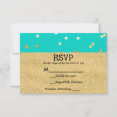 Points Confetti bleu et or turquoise RSVP (Devant)