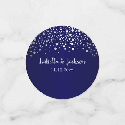 Points confetti bleu marine et argent (Petit recto)