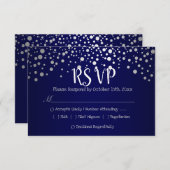 Points Confetti bleu marine et argent - RSVP (Devant / Derrière)