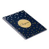 Points Confetti Bleu & Or brillants Carnet moderne (Côté Droit)