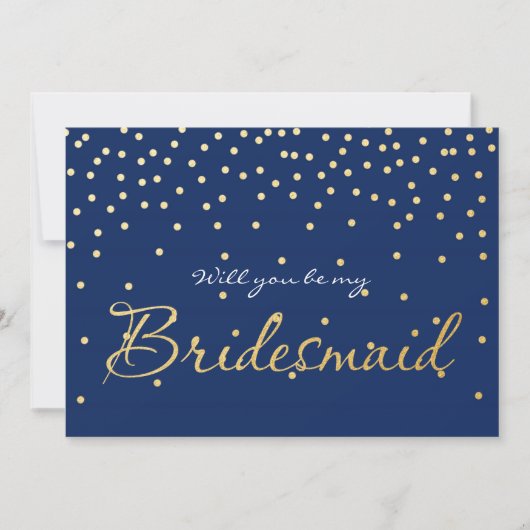 Points Confetti Blue & Gold Foil BRIDESMAID CARTE (Devant)