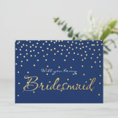 Points Confetti Blue & Gold Foil BRIDESMAID CARTE (Debout devant)