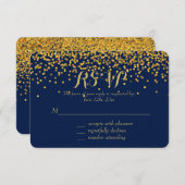 Points Confetti en or et en verre bleu RSVP (Devant / Derrière)