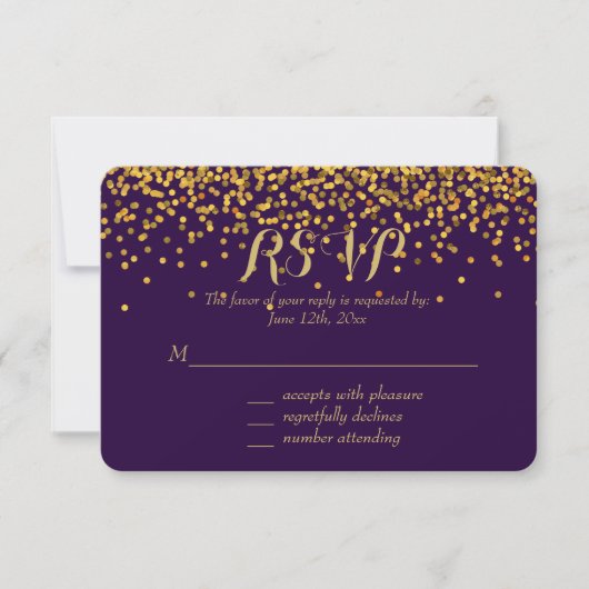 Points Confetti Glam or et violet RSVP (Devant)