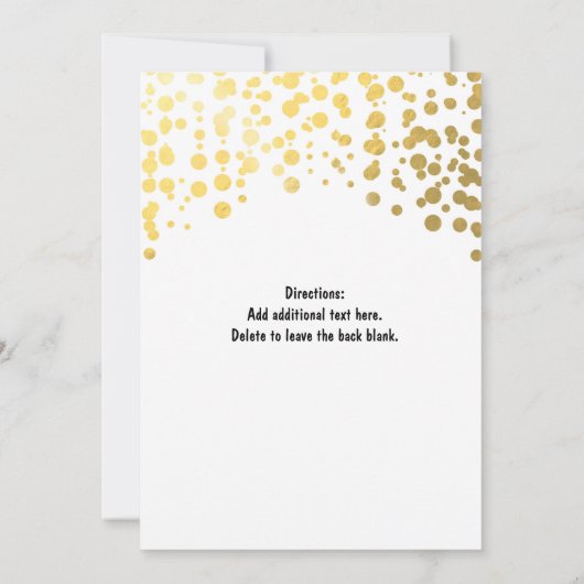 Points Confetti Gold Foil Faire-part de mariage bl (Dos)