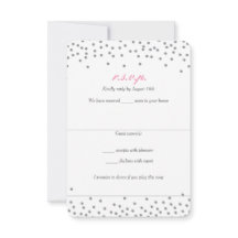 Points Confetti Gris et Rose Mariage Cartes RSVP