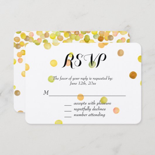 Points Confetti Jaune Or RSVP (Devant / Derrière)