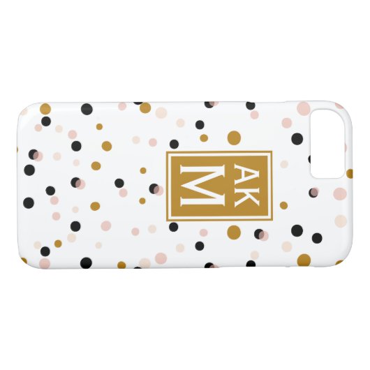 Points Confetti modernes Monogram iPhone 7 Coque (Dos (Horizontal))