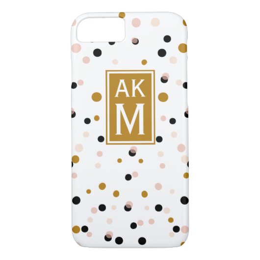 Points Confetti modernes Monogram iPhone 7 Coque (Dos)