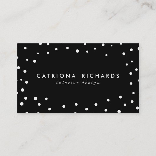 Points Confetti Noir & Blanc Carte de visite moder (Devant)