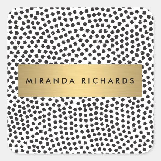 Points Confetti Noir Luxe avec Stickers Bar Or (Devant)