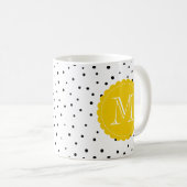 Points Confetti noirs et blancs Mug Monogramme jau (Devant droit)