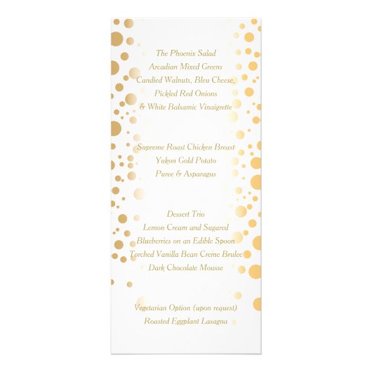 Points Confetti Or Élégants | Menu Mariage (Dos)