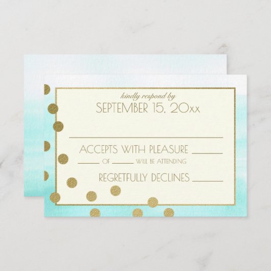 Points Confetti Or et réponse Mariage Aquarelle (Devant / Derrière)