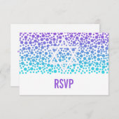 Points Confetti Purple Bat mitzvah Turquoise RSVP (Devant / Derrière)