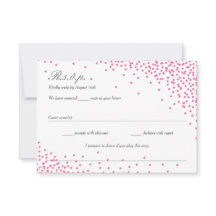 Points Confetti rose et gris - Cartes RSVP de mari