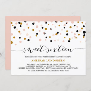 Points Confetti Rose & Or Sweet sixteen Invitation