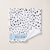 Points dalmatiens, Spots, Noir et Blanc, Votre nom (Gant de toilette)
