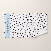 Points dalmatiens, Spots, Noir et Blanc, Votre nom (Serviette à main)