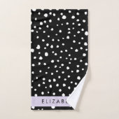 Points dalmatiens, Spots, Noir et Blanc, Votre nom (Serviette à main)
