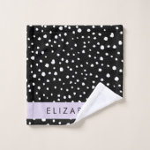 Points dalmatiens, Spots, Noir et Blanc, Votre nom (Gant de toilette)